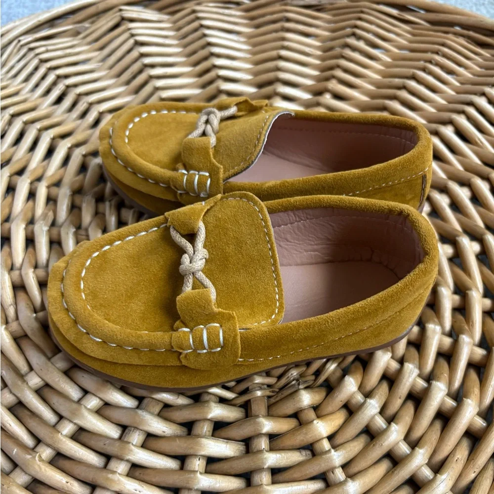 Toddler Yellow Gold Faux Suede Slip On Dress Loafers Size 8